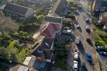 A drone shot photo of a new roof installation in Croydon