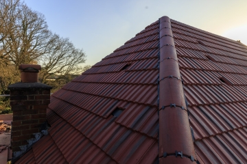 A close up photo of a new tiled roof in Croydon